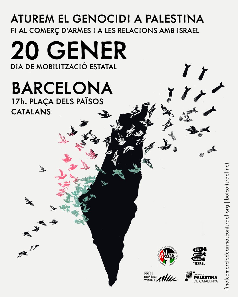 🔊CONVOCATÒRIA DE JORNADA DE TREBALL, DISSABTE 20 GENER 24
🕝 10h.
📌 Plaça de Sant Corneli, 2.
🏃‍♀️ Després ens anem a Barcelona a la mobilització per aturar el genocidi a Palestina. 🇵🇸
🤗 Si és la primera vegada que vens, escriu un DM o mail a casalpopular.cardedeu@gmail.com