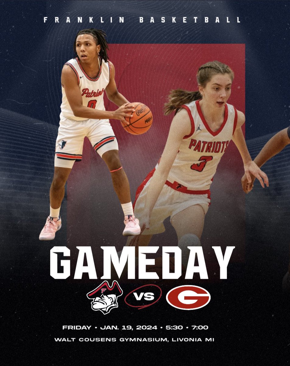 FranklinMADE_AD's tweet photo. We have an exciting night for @fhsgirlhoops and @LF_Patriothoops! Franklin Unified Basketball starts us off, followed by a Varsity doubleheader against @_JGathletics! Come out to support your PATRIOTS! @fhspatriots @TheColonyFHS @LivoniaDistrict @folsombrandonj #FranklinMADE https://t.co/jGcaoHk2OZ
