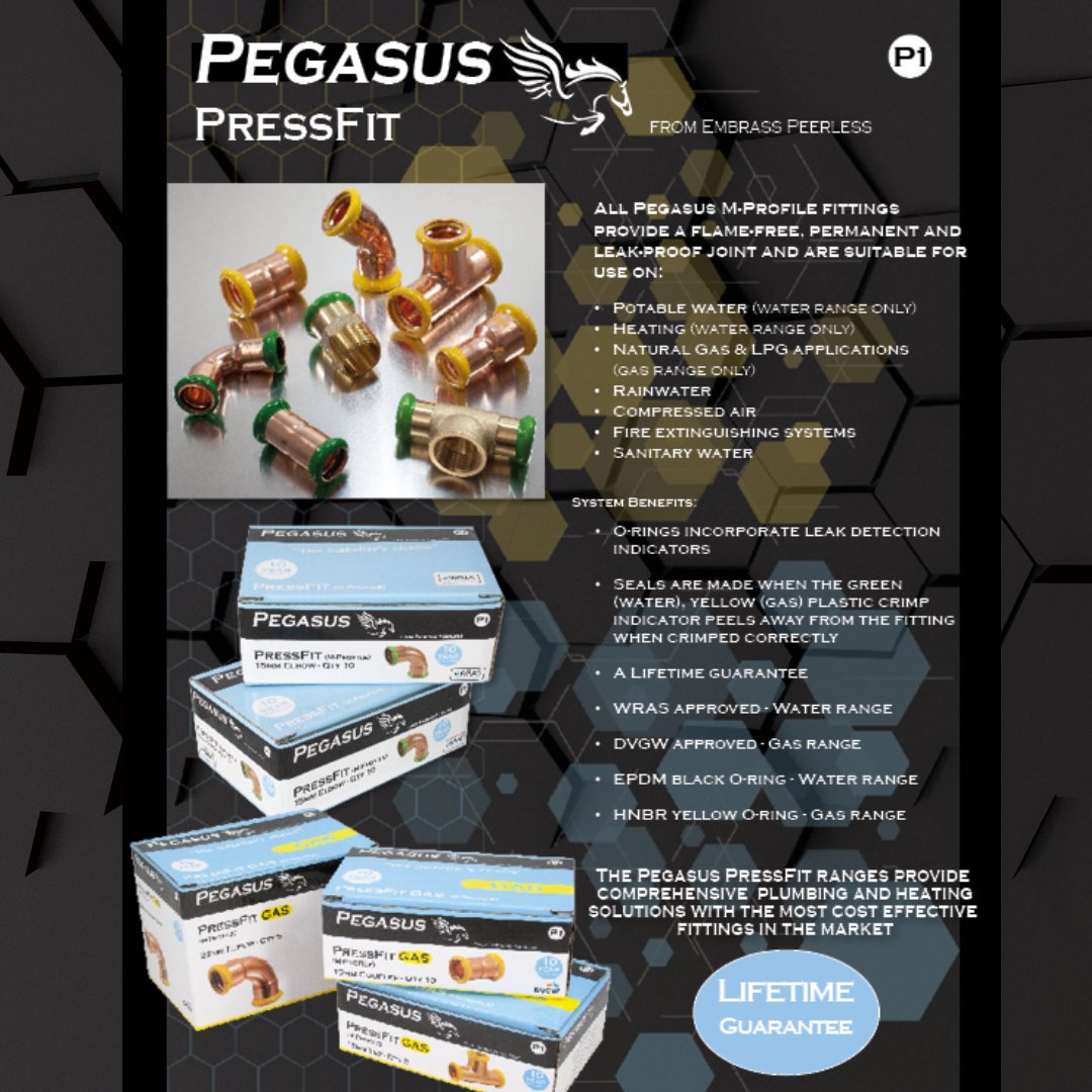 EmbrassPeerless's tweet photo. PEGASUS PressFit products consistently outsell and outperform other choices available - and have a LIFETIME GUARANTEE. Compare before you stock! #lifetimeguarantee #plumbing #heating #distributors #wholesale #Pressfit #Fittings #competitoranalysis #competitorresearch #numberone https://t.co/ruldwNlTOP