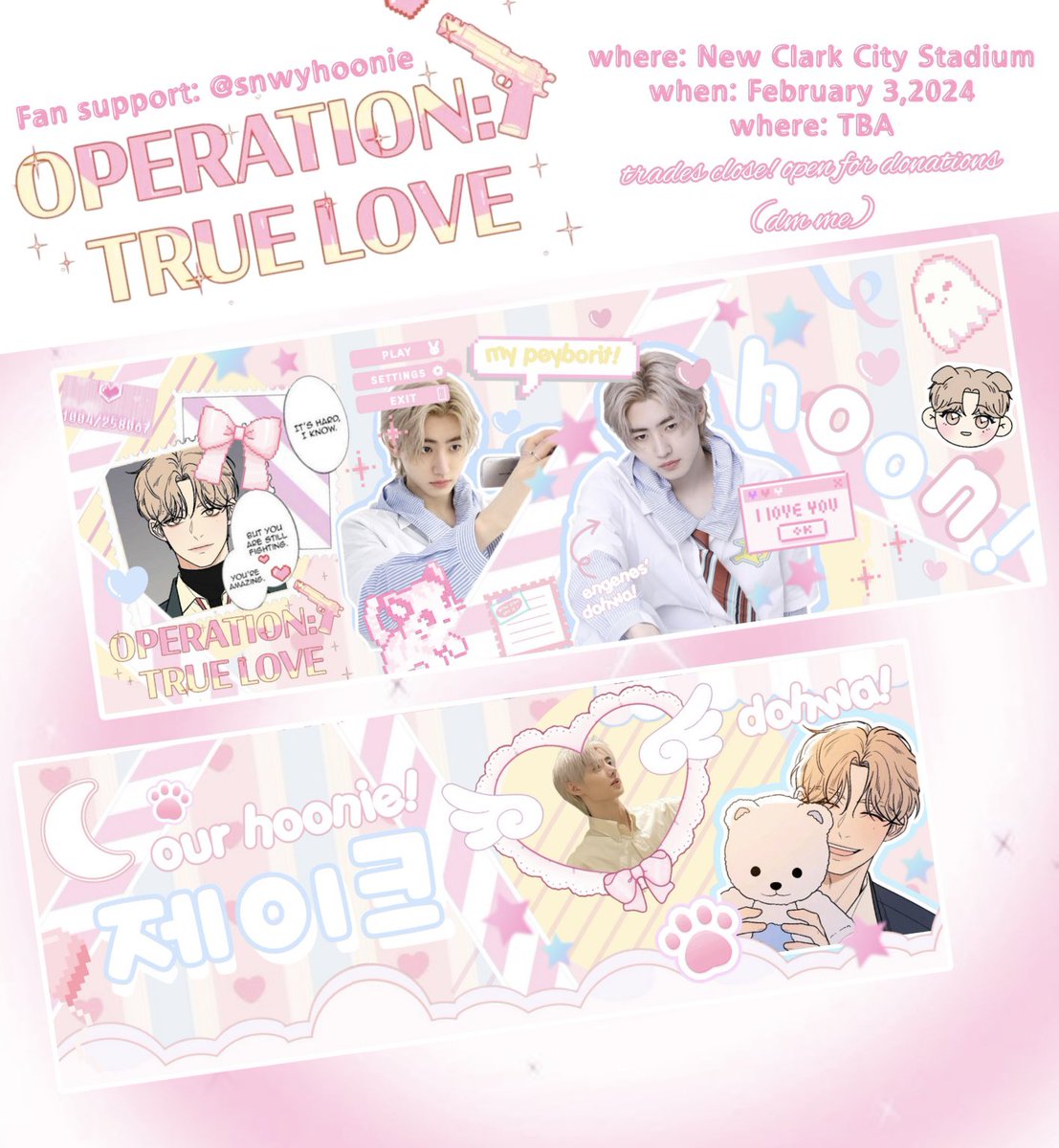 #FATE_IN_NEWCLARKCITY FAN SUPPORT BY <a href="/snwyhoonie/">𝓻𝓲𝓼𝓼𝓮</a> 

⋆𐙚₊˚⊹♡ Operation:True Love Sunghoon Hand Banner🎀💗

✨mbf, like &amp; rt (show proof on d-day)
✨ vv limited quantity 
✨open for trades and donations (dm me)