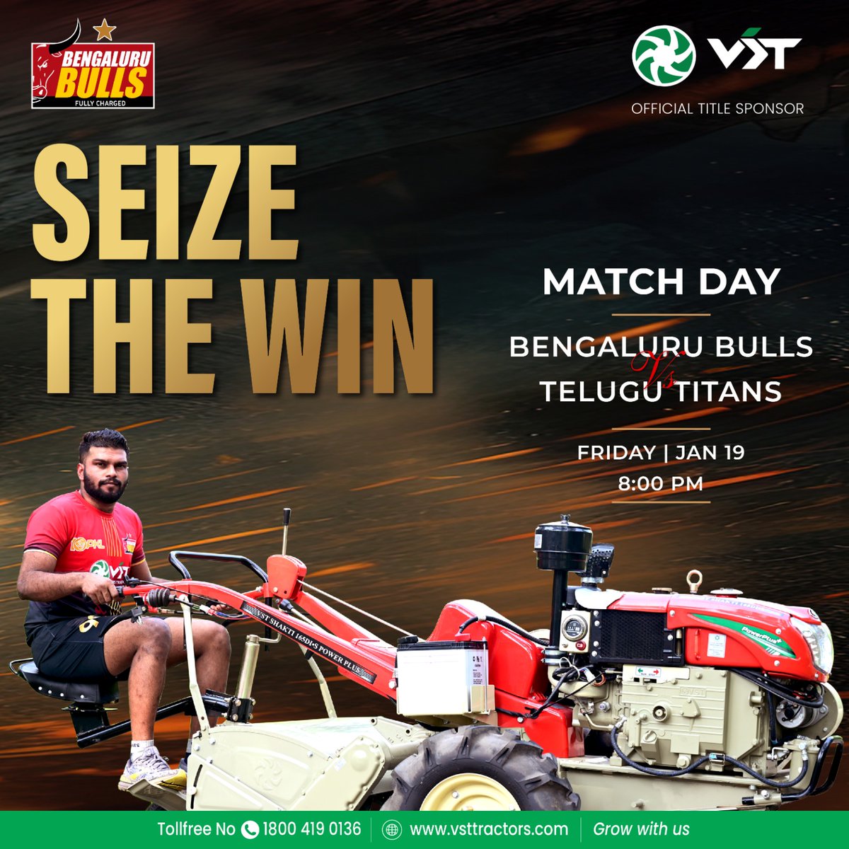 VST_Tillers's tweet photo. Charging through the field, the battle is set! 💪 It's not just a game, it's a conquest. Join us as the Bengaluru Bulls take on the Telugu Titans.
#SeizeTheWin #MatchDayFever #BengaluruBullsCharge #VSTPower #KabaddiClash #BullsVsTitans #RoarWIthVST https://t.co/kn8ea5wqHq