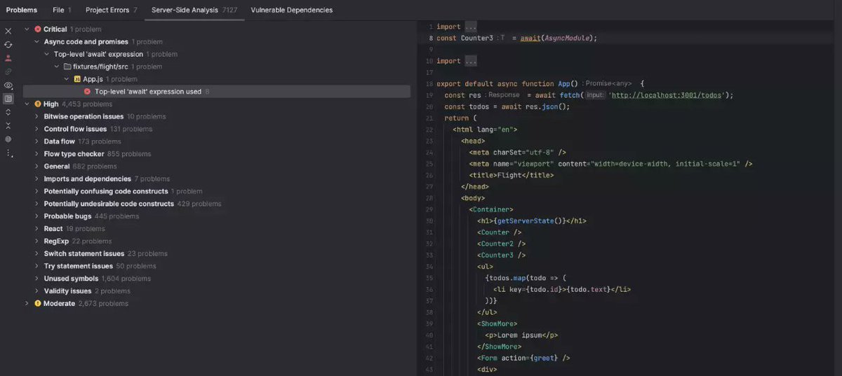 Qodana's tweet image. You can trigger a #staticcodeanalysis right in @WebStormIDE - view the list of problems across your entire project, and configure #Qodana in your CI/CD system to establish quality gates! Take a look 👇 #codereview jetbrains.com/webstorm/whats…