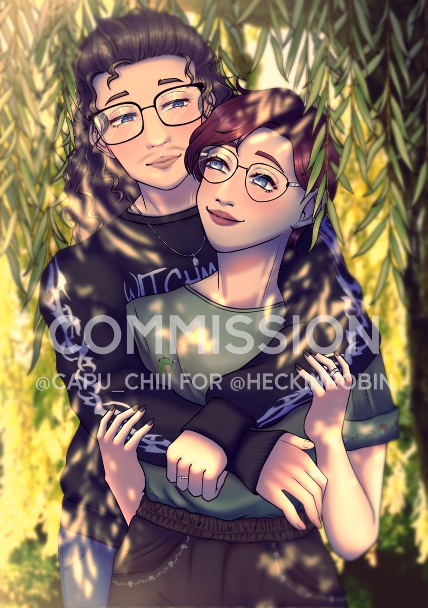 capu_chiii's tweet photo. lovely c0mmission i got to work on for @HeckinRobin for their anniversary! 💚 https://t.co/KS2acuVnAl