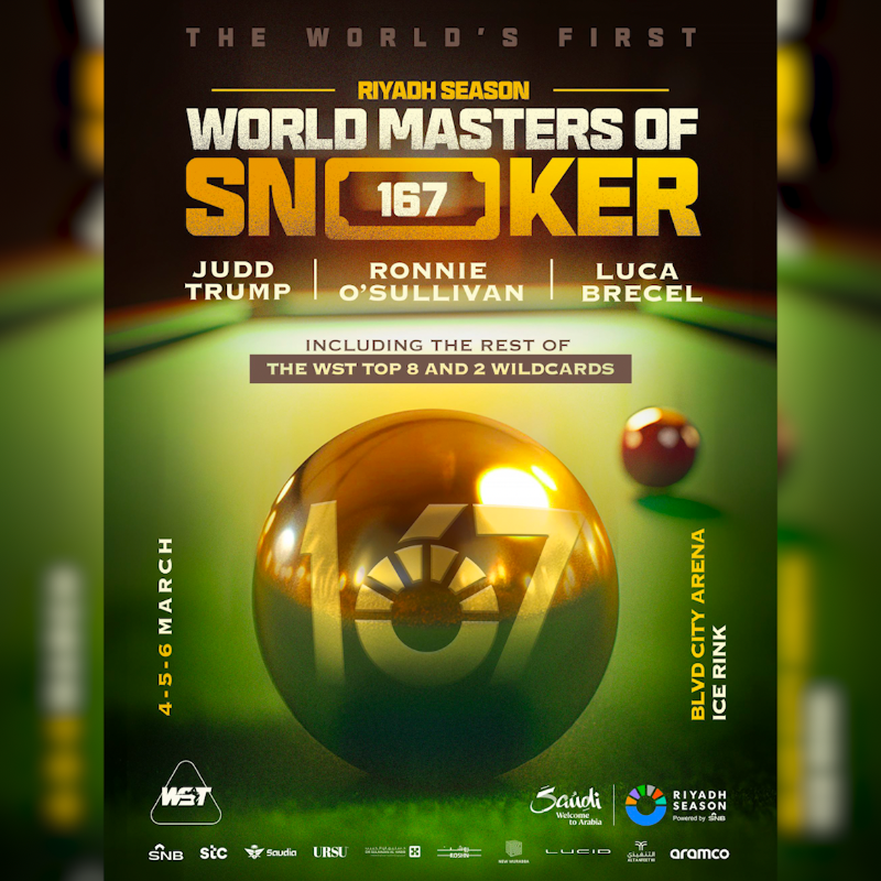 The WST - in partnership with @Turki_alalshikh and @GEA_SA - have announced the first-ever invitational snooker tournament in Saudi Arabia! Part of the @RiyadhSeason, the landmark event will take place in Boulevard City, Riyadh from March 4-6. #RiyadhSeason @WeAreWST