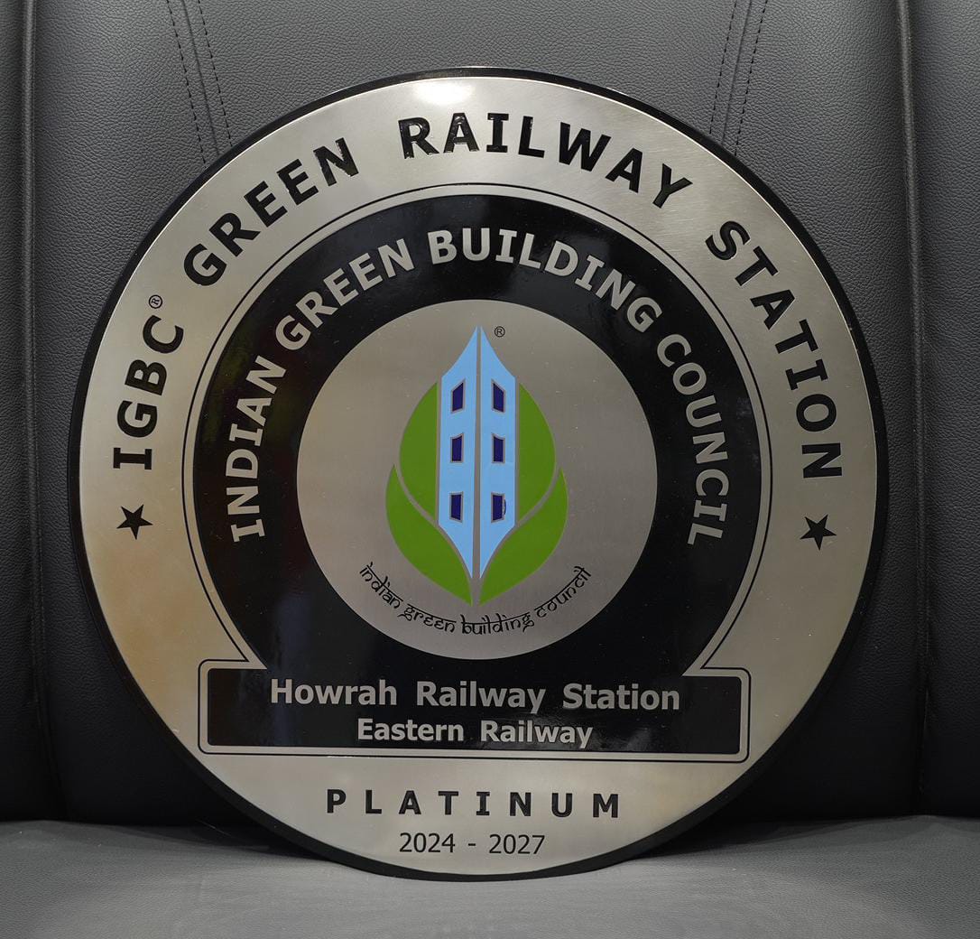 GREEN BUILDING ‘PLATINUM’ RATING CERTIFICATE FOR HOWRAH STATION CONFERRED BY IGBC.