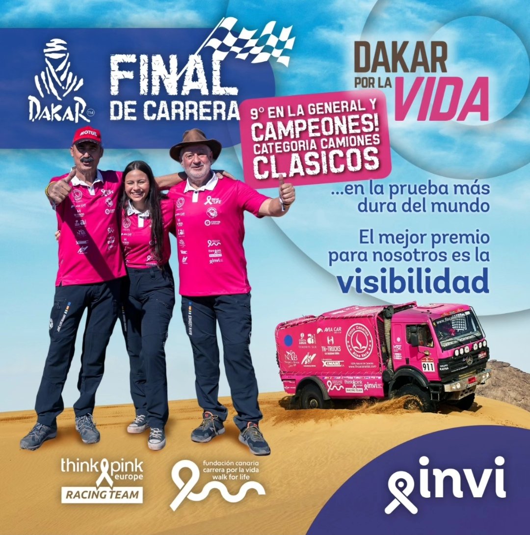 asociacioninvi's tweet photo. #DakarPorLaVida acaba el #dakar quedando 9os en la general y primeros en su categoría de Classica Trucks.

Ha sido un orgullo haber participado en esta maravillosa iniciativa en donde el que ha ganado sin duda ha sido la VISIBILIDAD.

¡Gracias Mil a todo el equipo y FELICIDADES!! https://t.co/RZ5pnihgDF