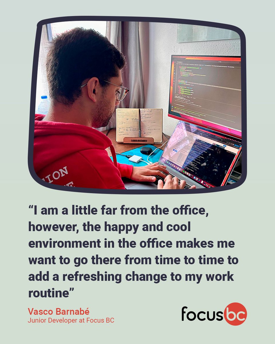 focusbcps's tweet image. We&apos;re comfortable with remote work, but we thrive on connection! At Focus BC, we encourage visits to our vibrant office ✨ quarterly result discussions, vision alignment, and special moments over lunches, dinners, and kick-offs.

#juniordeveloper #softwaredevelopment