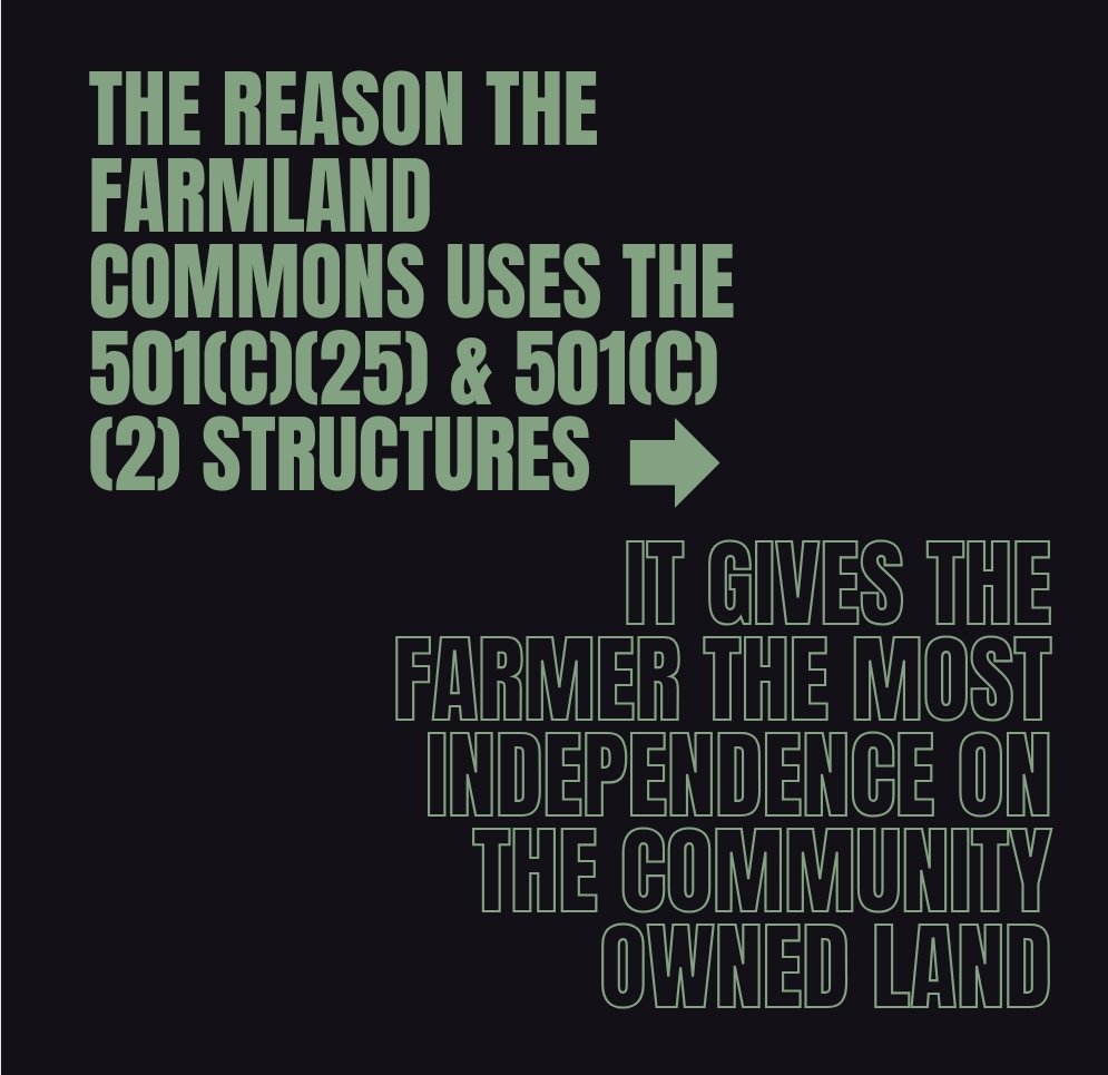 FarmersLT's tweet photo. The 501(c)(25) & 501(c)(2) are limited scope land-holding entities that exist only to:
1. Hold title to real estate,
2. Manage and steward real estate,
3. Convey lease out for use of real estate.
#landtrust #landcommons #commoning #landaccess #farmland #communitylandtrust https://t.co/pESYkaDwEZ