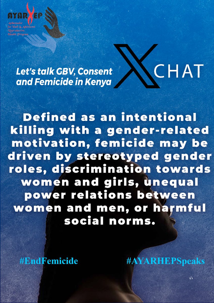 @AYARHEP_KENYA Femicide knows no borders. Foster global solidarity to address this issue collectively. By sharing knowledge, resources, and strategies, we can create a unified front against femicide worldwide.
#ENDfemicide #AYARHEPSpeaks
@AYARHEP_KENYA