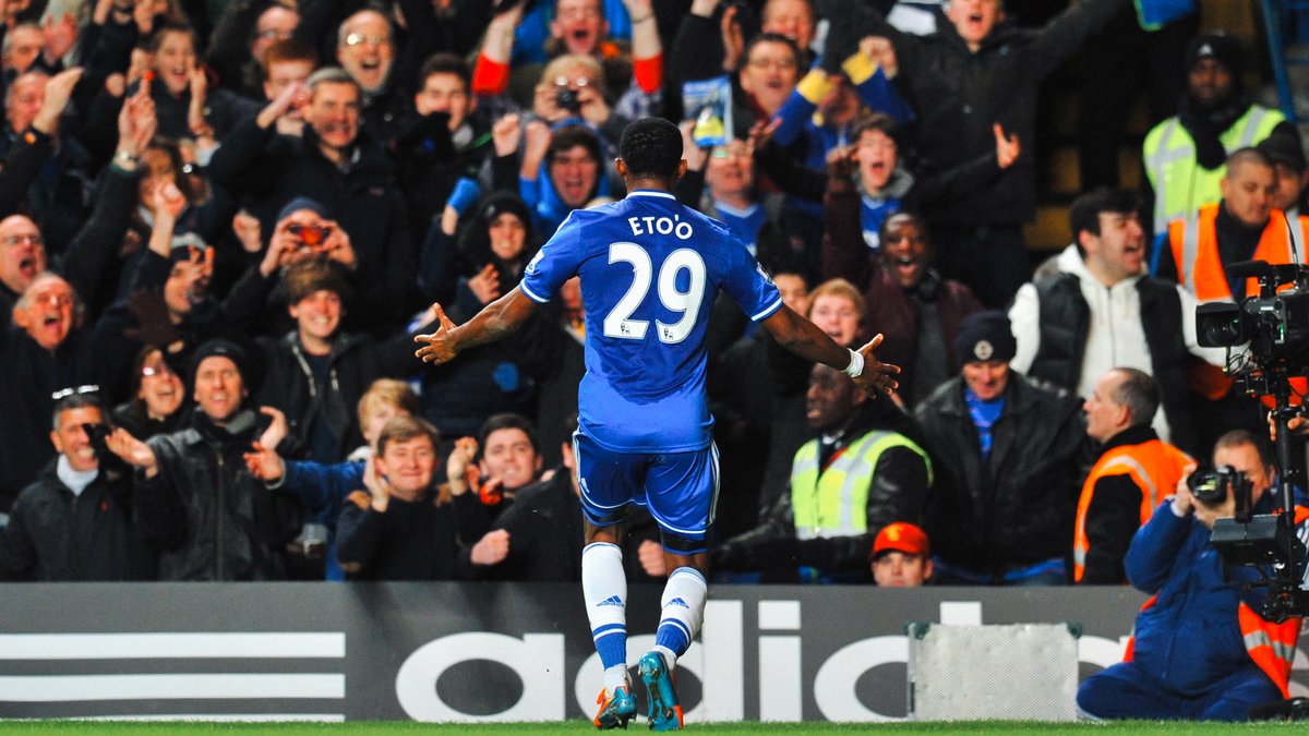 ChelseaFC's tweet photo. #OnThisDay in 2014, Samuel Eto’o bagged a hat-trick as we beat Manchester United 3-1! 🇨🇲🎯 https://t.co/xfvymuFueI