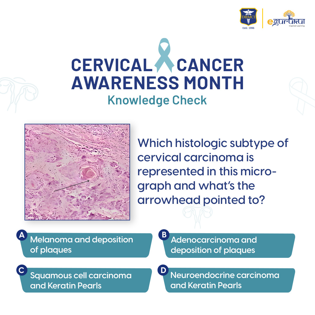 It's #CervicalCancerAwarenessMonth 
Let's see how many Medicos can answer this question.
#MedTwitter #MedX #MedEd #CervicalHealthAwareness