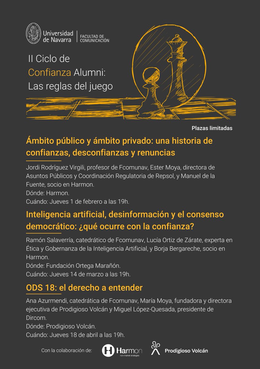 fcomunav's tweet image. II Ciclo de confianza para alumni de @Fcomunav. El foco estará en las reglas del juego. Nuestros expertos conversarán con profesionales de diferentes sectores para evaluar y proponer soluciones.
👇
Inscríbete en la primera charla: unavit.typeform.com/to/S2m2BLtN