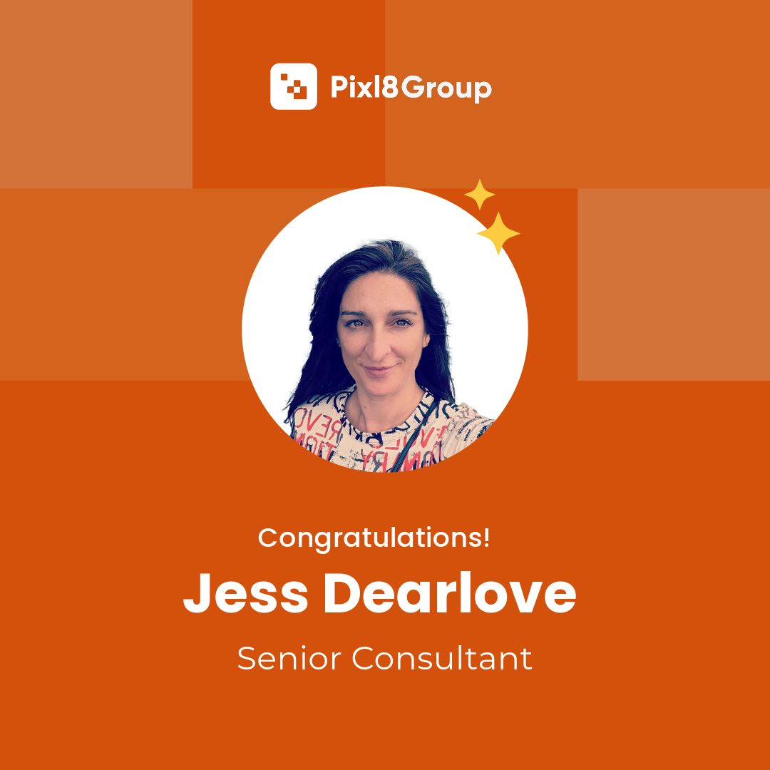 pixl8's tweet photo. Congrats to Jess who has been promoted to Senior Consultant at Pixl8! 

Jess will be leading work to help clients realise their ongoing digital ambitions from their membership platform launch and beyond. 

Meet the team &amp; see open roles here - https://t.co/E6jGfaEqqZ

#team https://t.co/PCmCli8P4S