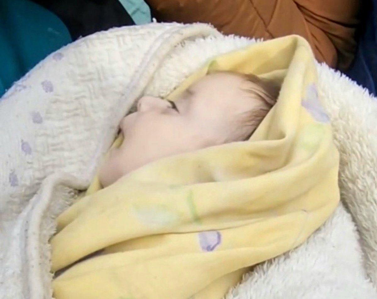 THIS BABY IS CALLED MIRA SHE DIED FROM A COLD Israel has denied humanitarian aid, leaving over 2 million Palestinians to die in the cold and famine.