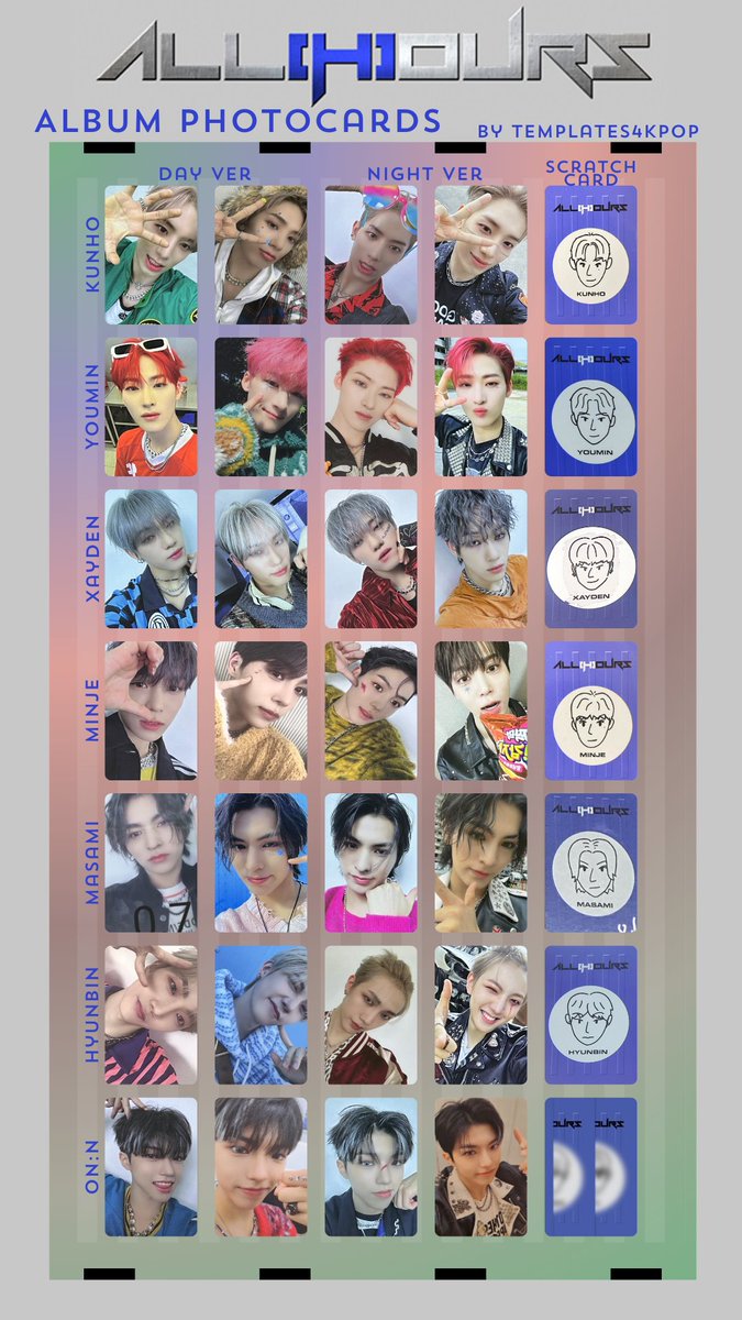 ALL(H)OURS All ours album photocard pc template 올아워즈 포카 포토
