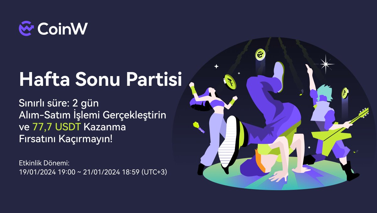 🌿 Hafta Sonu Partisi #1: Özel Avantajlar ve Sürprizlerle Alım-Satım İşleminin Keyfini Çıkarın 🌿 👉 Hafta sonu yaklaştıkça heyecan artıyor. Önümüzdeki hafta sonlarında #CoinW, kripto varlıklar dünyasındaki yolculuğunuza daha fazla eğlence katacak ve özel 'Hafta Sonu Partisi'…