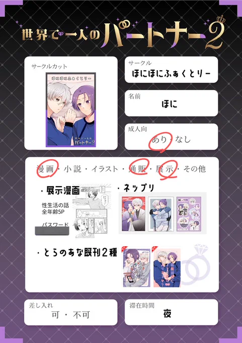 5ページくらいのngro漫画の展示とネップリがあります❗️
番号はスペースでご確認ください🙇
ネップリですが左2枚はハガキ印刷、右一枚は2Lフチあり印刷推奨です
(※左2枚はハガキ印刷で登録されてます)

 #せかパト参加表明 
