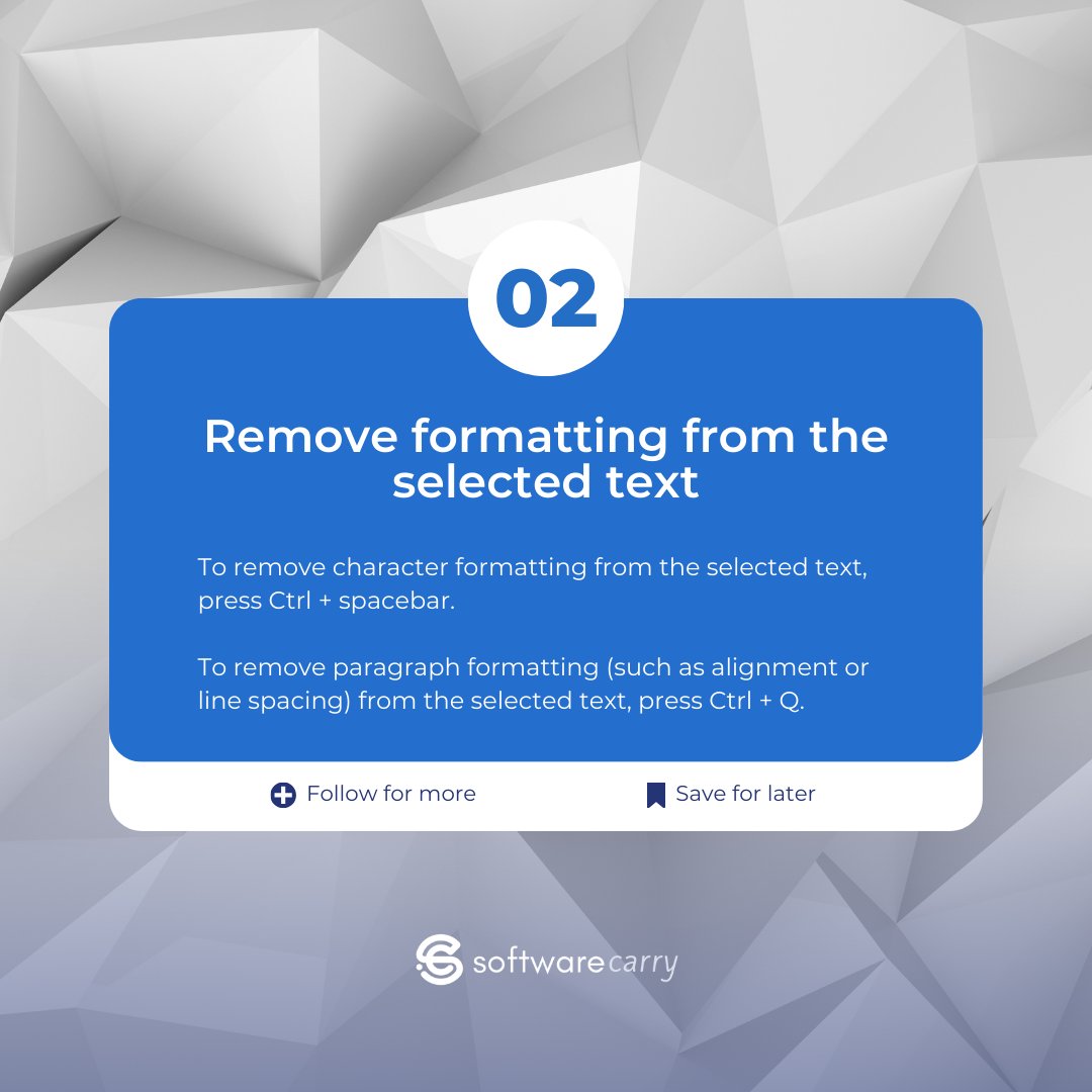 softwarecarry's tweet image. 𝟱 𝗠𝗶𝗰𝗿𝗼𝘀𝗼𝗳𝘁 𝗪𝗼𝗿𝗱 𝗦𝗵𝗼𝗿𝘁𝗰𝘂𝘁𝘀 𝗳𝗼𝗿 𝗙𝗼𝗿𝗺𝗮𝘁𝘁𝗶𝗻𝗴 𝗪𝗼𝗿𝗱! 𝗙𝗼𝗿𝗺𝗮𝘁𝘁𝗶𝗻𝗴 𝘀𝗸𝗶𝗹𝗹 𝗮𝘁 𝘆𝗼𝘂𝗿 𝗳𝗶𝗻𝗴𝗲𝗿𝘁𝗶𝗽𝘀.

Swipe right 👉

#microsoftwindows #formattingword # shortcuts #software #tech #microsoftoffice  #softwarecarry #tips