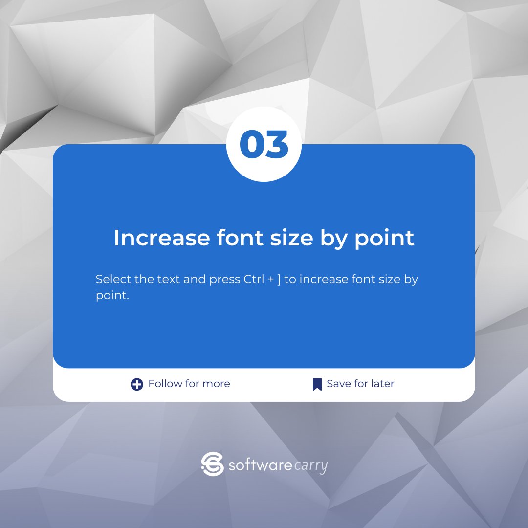 softwarecarry's tweet image. 𝟱 𝗠𝗶𝗰𝗿𝗼𝘀𝗼𝗳𝘁 𝗪𝗼𝗿𝗱 𝗦𝗵𝗼𝗿𝘁𝗰𝘂𝘁𝘀 𝗳𝗼𝗿 𝗙𝗼𝗿𝗺𝗮𝘁𝘁𝗶𝗻𝗴 𝗪𝗼𝗿𝗱! 𝗙𝗼𝗿𝗺𝗮𝘁𝘁𝗶𝗻𝗴 𝘀𝗸𝗶𝗹𝗹 𝗮𝘁 𝘆𝗼𝘂𝗿 𝗳𝗶𝗻𝗴𝗲𝗿𝘁𝗶𝗽𝘀.

Swipe right 👉

#microsoftwindows #formattingword # shortcuts #software #tech #microsoftoffice  #softwarecarry #tips
