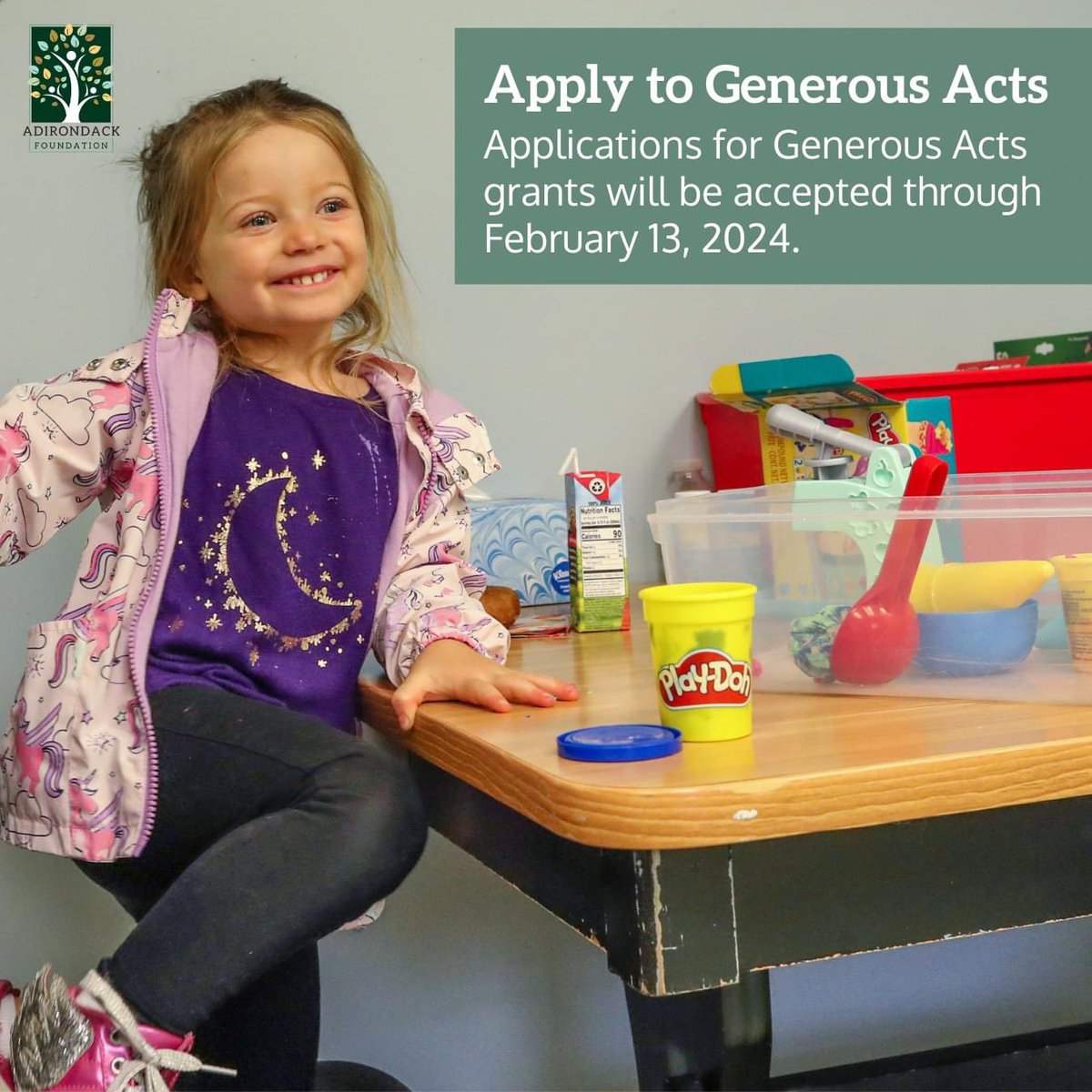 adkfound's tweet photo. Generous Acts at Adirondack Foundation is now accepting applications. The application will remain open and available online until Tuesday, February 13, 2024.

Start your application today:
https://t.co/hf68CUF3dc https://t.co/3f4mrzus8W