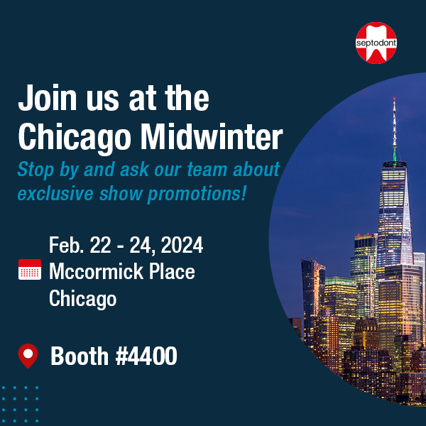 🗓️ Mark your calendars for February 22-24! Meet the team Septodont at the Chicago Midwinter! 

📍 Find us at Booth #4400

Counting down the days to see you there! 🚀

#Septodont #CDS24 #2024MidwinterMeeting