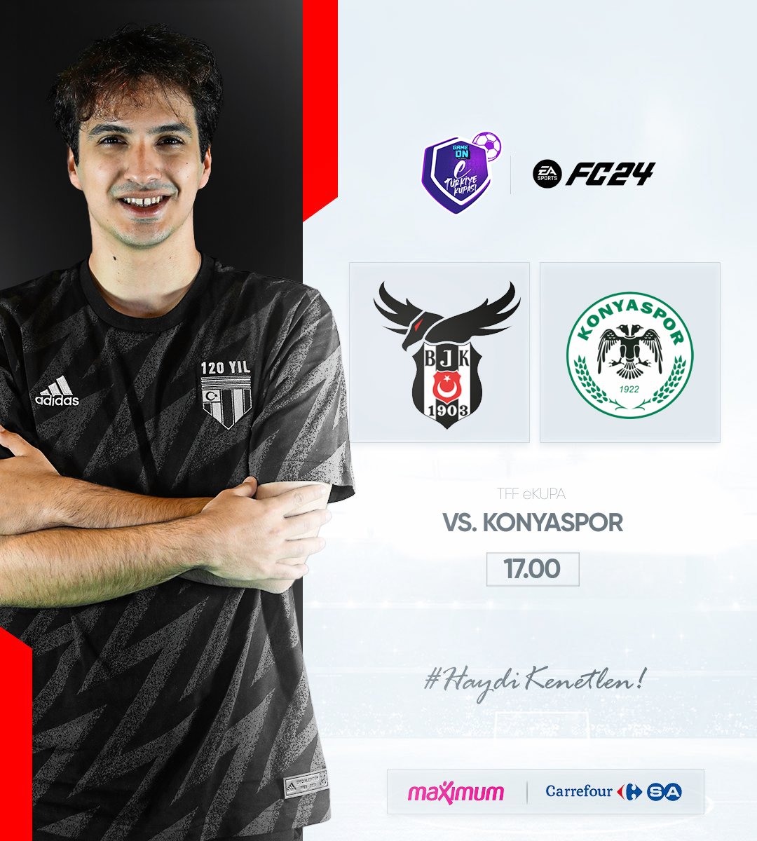 MAÇ GÜNÜ! 🔥 GAMEONE eTürkiye Kupası B Grubunda 7. maçımıza çıkıyoruz. 🦅 🆚 Konyaspor 🕗 17.00 📺 twitch.tv/tivibuspor #eKUPA | @esuperligresmi