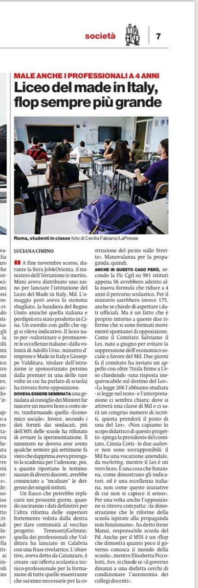 SalviamoilLES's tweet photo. Rassegna stampa da Il Manifesto del 18/01/24 #salviamoilles #liceoeconomicosociale #liceo https://t.co/Y6Yte2O6Me