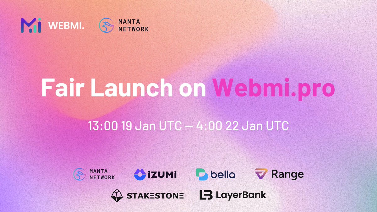 🧙$WEBMI FairLaunch Stage1 now is available for subscribe.

✅Launchpad Link: launchpad.webmi.pro/launchpad

🐋Unique selling point🐋
The $WEBMI IDO will be the first to accept Liquid Staked Tokens ($STONE) and native tokens of participating partners ( $MANTA, $iZi, $LAB.m, $BEL) for