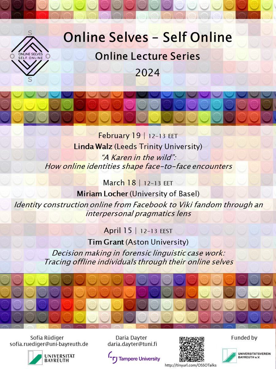Happy to announce a new round of Online Selves - Self Online (#OSSO) lectures with <a href="/coocho/">Dasha Dayter</a>. Online, free &amp; for everyone interested in #LanguageAndIdentity More info &amp; registration link available at: dariadayter.org/osso
