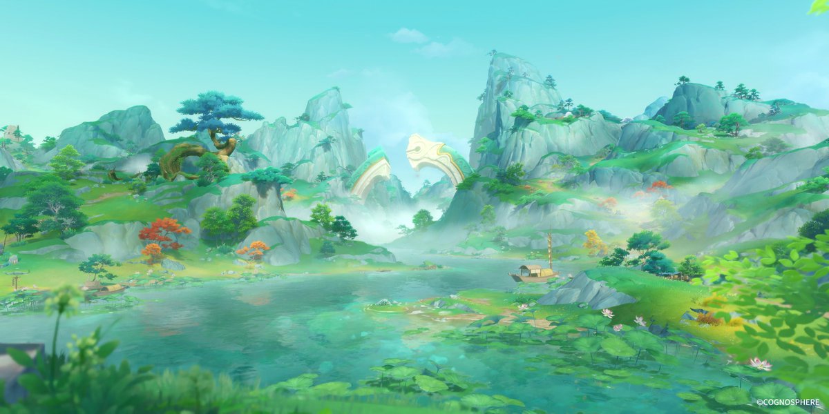Doro44's tweet photo. I did NOT expect a new area THIS GORGEOUS im so excited to explore it 😭 https://t.co/gJaZdwEkYn