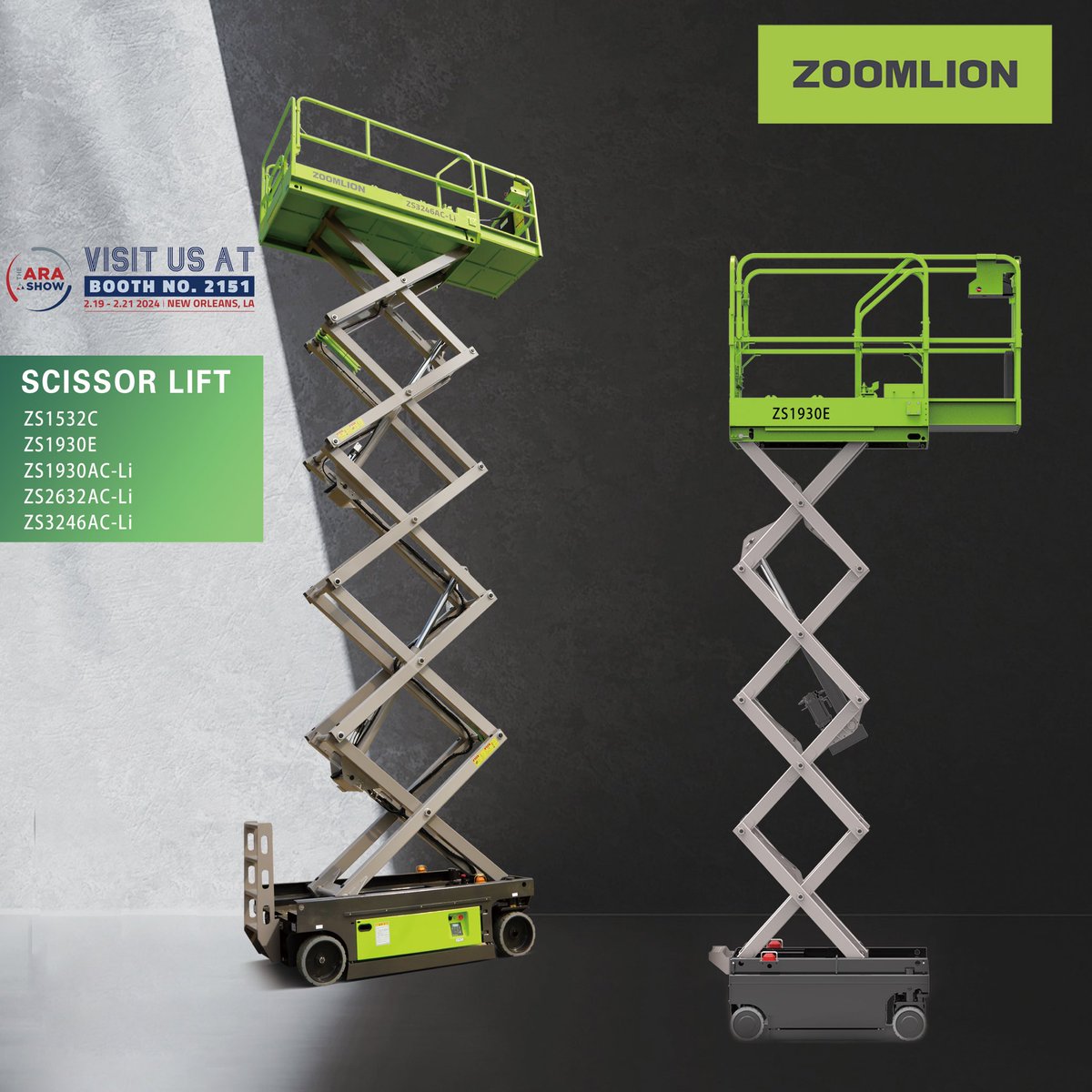 ⏰🚀 Just one month to go until the #ARASHOW 2024 in New Orleans, LA! Get ready for an exclusive preview of our cutting-edge scissor lifts. 🏗🌟 #ZOOMLIONACCESS is set to redefine efficiency and innovation. Don't miss the chance to explore our latest offerings at Booth 2151.