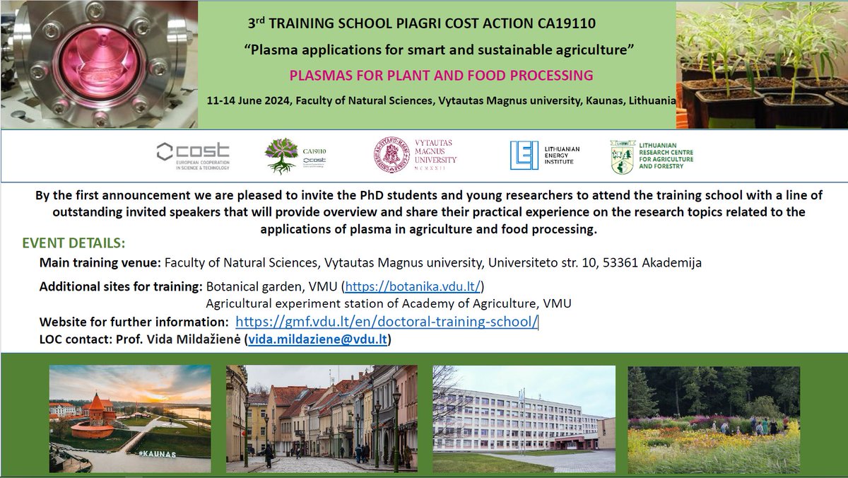 The 3rd PLAGRI Training  School will be held in Kaunas from 11 to 14 June 2024
For more info and registration visit: gmf.vdu.lt/en/doctoral-tr…

#plasma #agriculture #training #plagri
