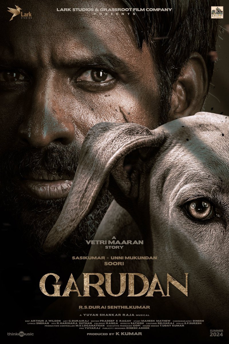 TBSTwizzle's tweet photo. #Garudan First Look💥🔥
#Soori | #SasiKumar | #UnniMukundan | #RevathiSharma | #Sshivada | #RoshiniHaripriyan | #Samuthrakani | #YuvanShankarRaja | #DuraiSenthilKumar
In Cinemas Soon!!
A #VetriMaaran Story 💥
A @thisisysr Musical 🎶
A @Dir_dsk Directorial 🙌
@sooriofficial @SasikumarDir @Iamunnimukundan @RevathySharma2 @SshivadaOffcl @Roshni_offl @thondankani @mimegopi @dushyanthjayap1 @ArthurWisonA @PradeepERagav @g_durairaj @dineshashok_13 @proyuvraaj @larkstudios_ #GrassRootFilmCompany #Yuvan #Yuvanism