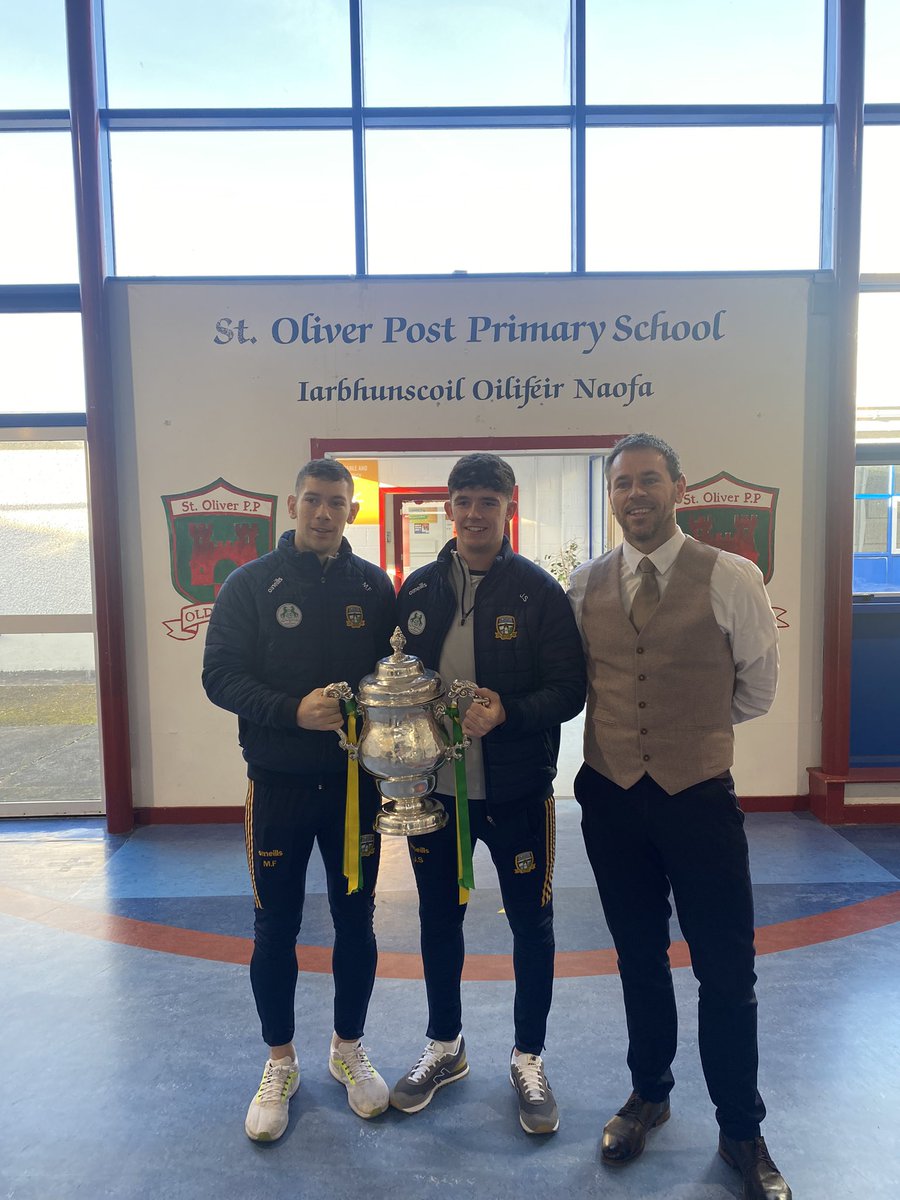 We were delighted to welcome back former students Jason Scully and Michael Flood this morning. The lads spoke to many of our teams about winning the Tailteann Cup and reality of what it takes to be involved in a county team. @OldcastleGFC @Stbrigids_gfc @MeathGAA