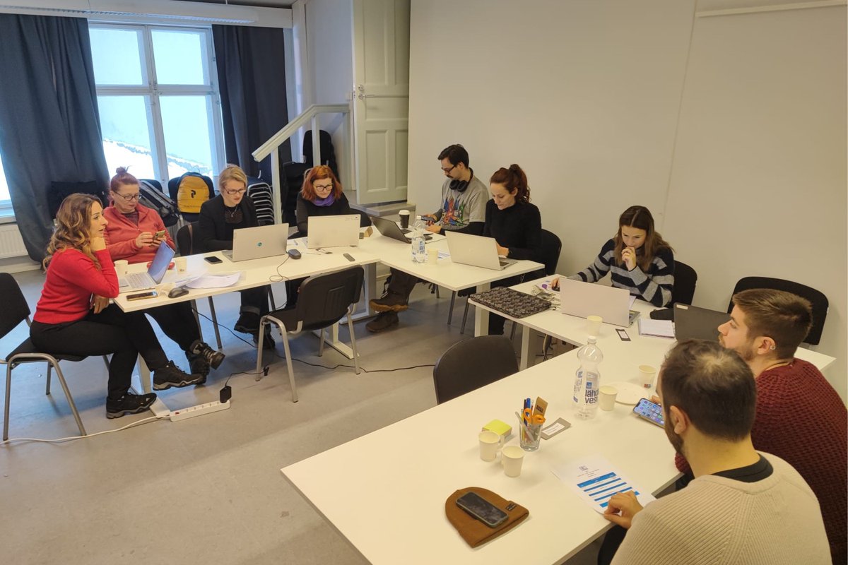 FMiradasTEA's tweet photo. 🔵Segunda y último día de trabajo en el #TPM proyecto europeo #GAMESS en Turku, #Finlandia
👉🏼@MiguelGomzGntil y Marta Arroyo, junto a los demás socios del proyecto han revisado todo lo relacionado con los últimos informes a generar
@sepiegob #ErasmusPlus https://t.co/6vfzjOyYaJ