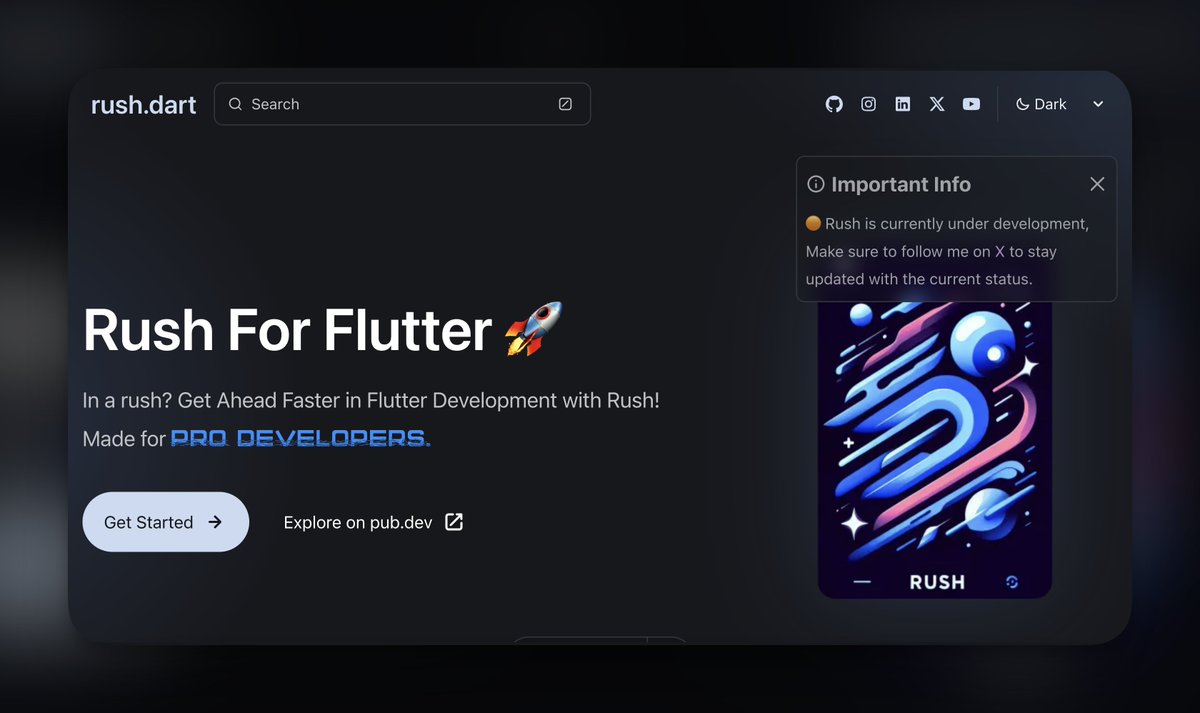 🌟 Exciting news for Flutter enthusiasts! 🎉 I'm thrilled to introduce 'Rush' 🚀 - my latest library crafted especially for the Flutter framework. It's gearing up for its grand debut soon! 💫 Currently, under rapid development, 'Rush' is a testament to quality and dedication,…