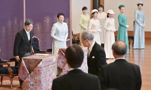 COnassis's tweet image. On January 11, 2024, Japan's Emperor Naruhito, Empress Masako, Princess Aiko, Crown Prince Fumihito, Crown Princess Kiko, Princess Kako and other Imperial family members attended the first ceremony of Imperial New Year's Lectures 2024, at the Imperial Palace in Tokyo.