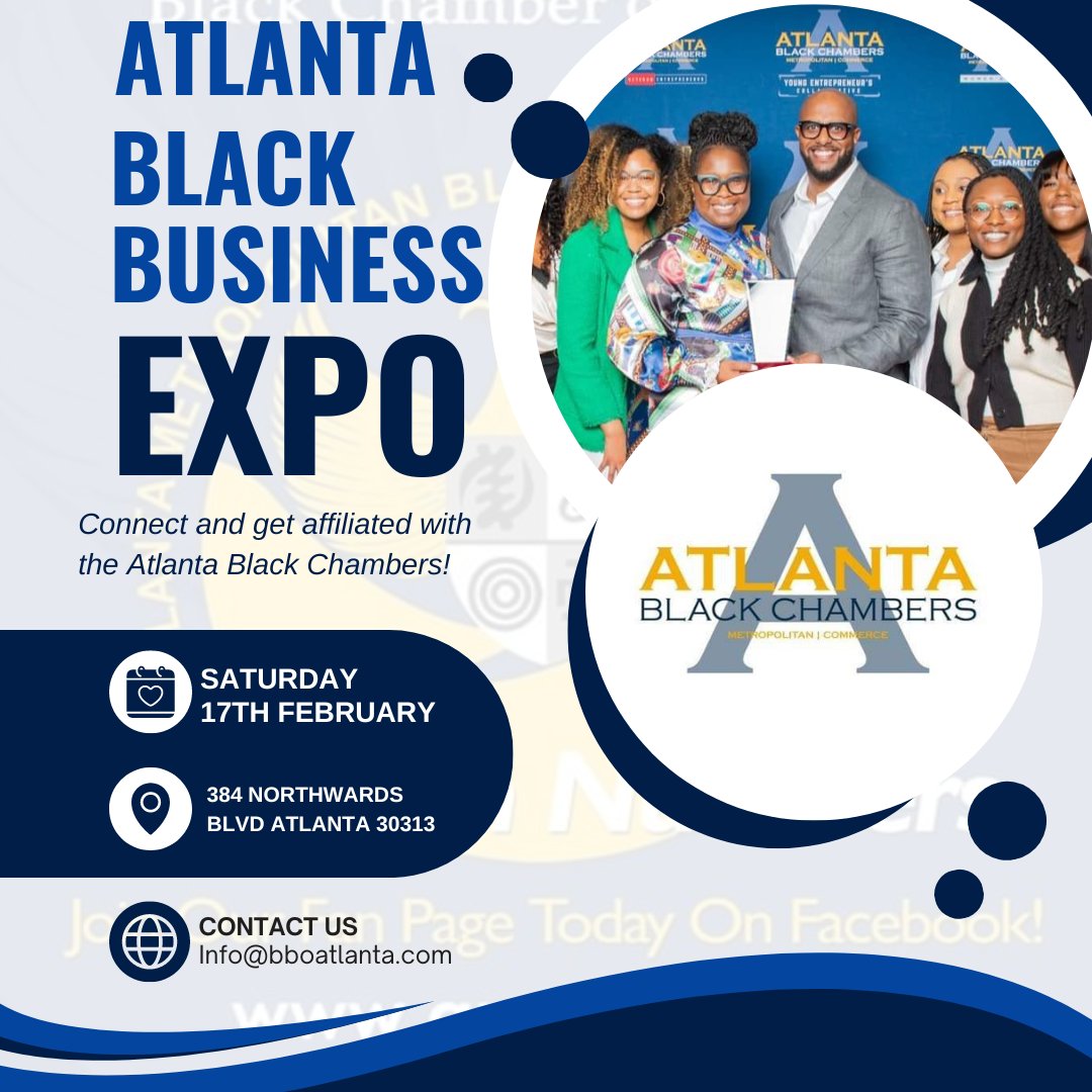 BBOAtlanta's tweet photo. We are excited to have @ATLblackchamber attending our Atlanta Black Business Expo on February 17th! Meet and connect with them at their vendor table!

Register here and use promo code EXPO17 for 60% off entry fee: https://t.co/rugKBr8U15

#blackbusinessownersofatlanta #blackowned https://t.co/VdBVMbMgR4