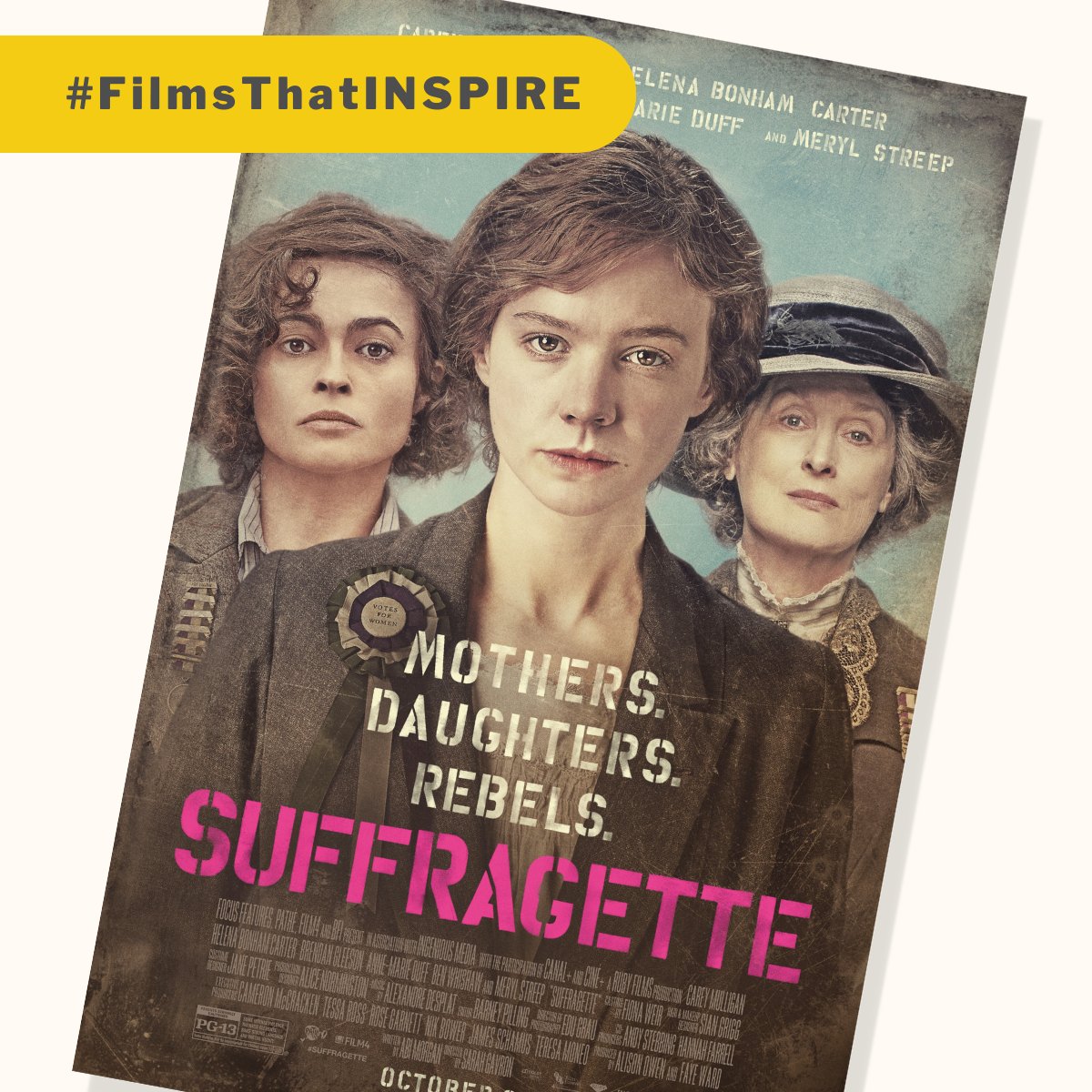 INSPIREquality_'s tweet photo. 🎬Today we're kicking off a new campaign, right in time for the weekend, showcasing the #FilmsThatINSPIRE us and make us reflect on issues in our societies related to #gender, #diversity, #inclusion, #intersectionality...
1️⃣st pick: a film inspired by the #Sufraggette movement👇 https://t.co/AHCBqBqlYA