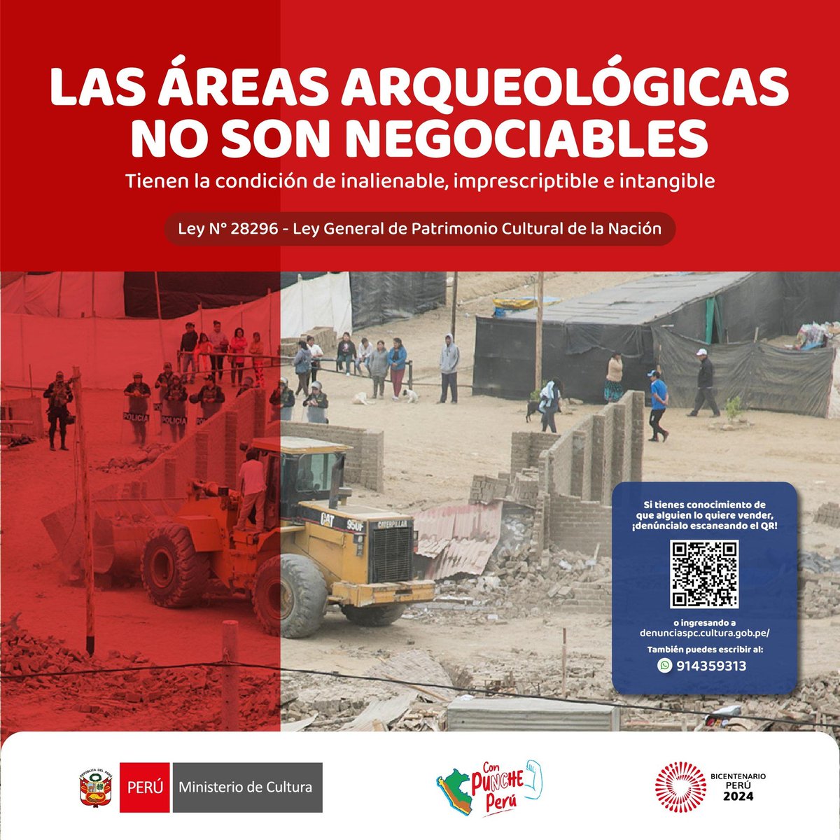 #SienteTrujillo: Las áreas arqueológicas no son negociables, son intangibles e imprescriptibles.
Denuncia cualquier tipo de atentado contra el patrimonio cultural, a través de denunciaspc.cultura.gob.pe ó al número 914359313 vía Whatsapp.
