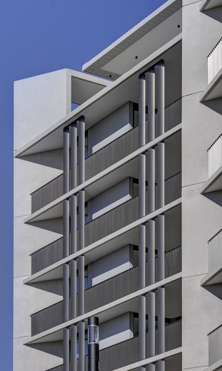 PhilipThalis's tweet photo. West-facing facade of our #horizonontheharbour  apartments just completed in Newcastle (with CKDS)
Addresses new waterfront park &amp; reopened Cottage Creek canal.
Combines defined openings, deep balconies &amp; vertical louvres to temper sun &amp; retain outlook #architectureofhousing https://t.co/uAiPFCRi1l