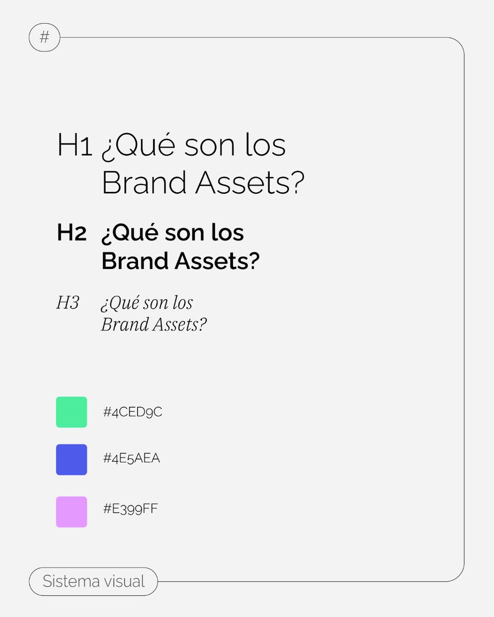𝔹ℝ𝔸ℕ𝔻 𝔸𝕊𝕊𝔼𝕋𝕊
Se trata de los activos de marca que construyen su identidad, le dan consistencia y generan confianza en torno a ella.

💌hola@equilatera.es

#hacemosmarca #equilátera #branding #marketing