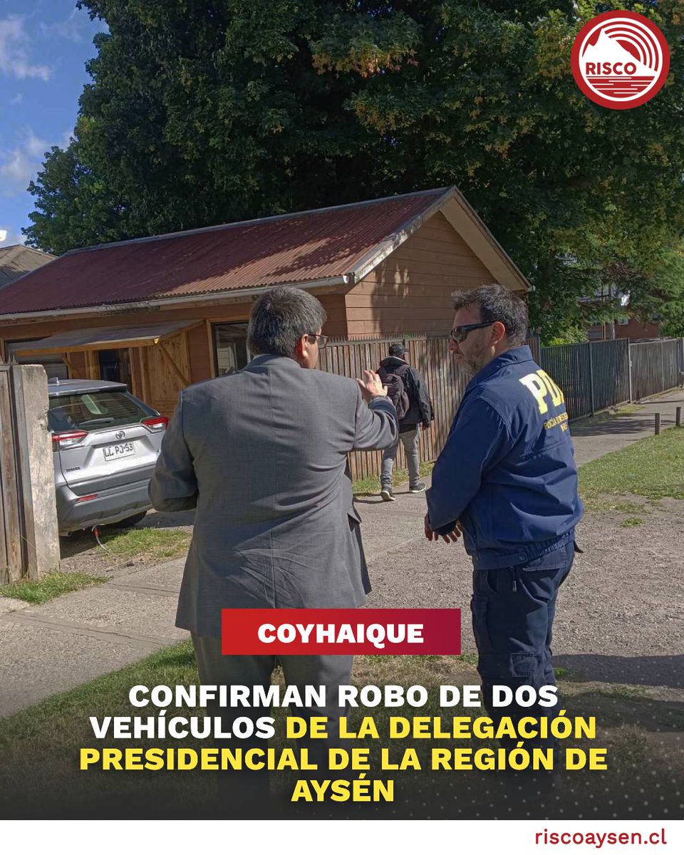 La Policía de Investigaciones realiza arduas diligencias para dar con el paradero de los sujetos que robaron, esta madrugada, dos vehículos desde las dependencias de la Delegación Presidencial Regional ubicada en calle Errazuriz con Lord Cochrane en #Coyhaique.