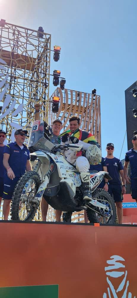 Mr_Tich's tweet photo. Mission accomplished!

After 2 weeks and 7500km in the Saudi Arabian🇸🇦 desert, Ash Thixton🇿🇼🏍 has successfully completed the 2024 Dakar rally.

He finished 32nd overall out of the 132 riders who started the race.

His 27th place in stage 12 was his best stage finish of the race. https://t.co/wQM6Wb3r81