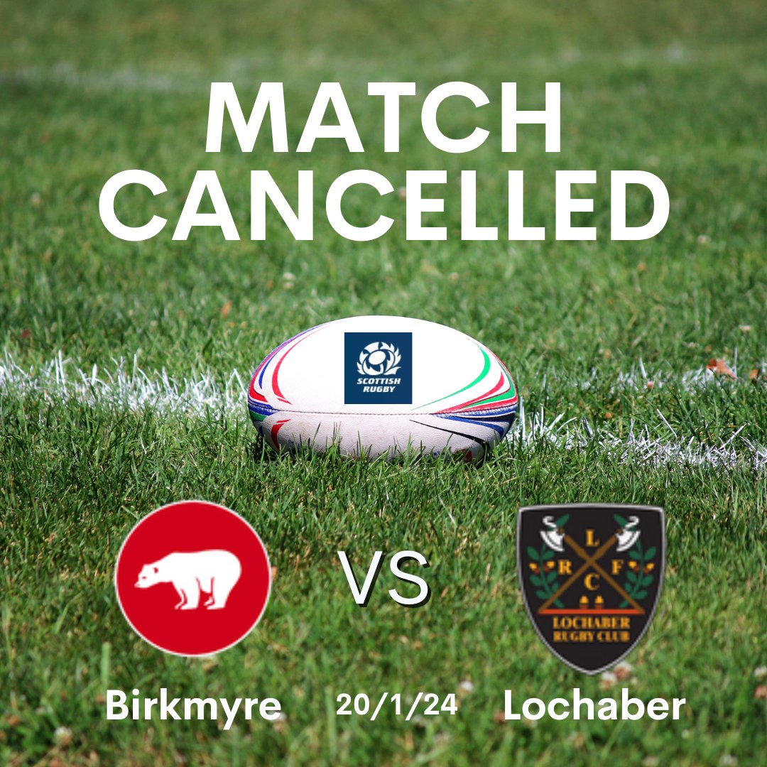 Unfortunately the weather has taken it toll on the Birkmyre pitch which is frozen solid and no prospect of improvement over the next 24 hours due to the forecast rain. Therefore our match against Lochaber Rugby Club has been cancelled.
#matchoff #getdownthepub