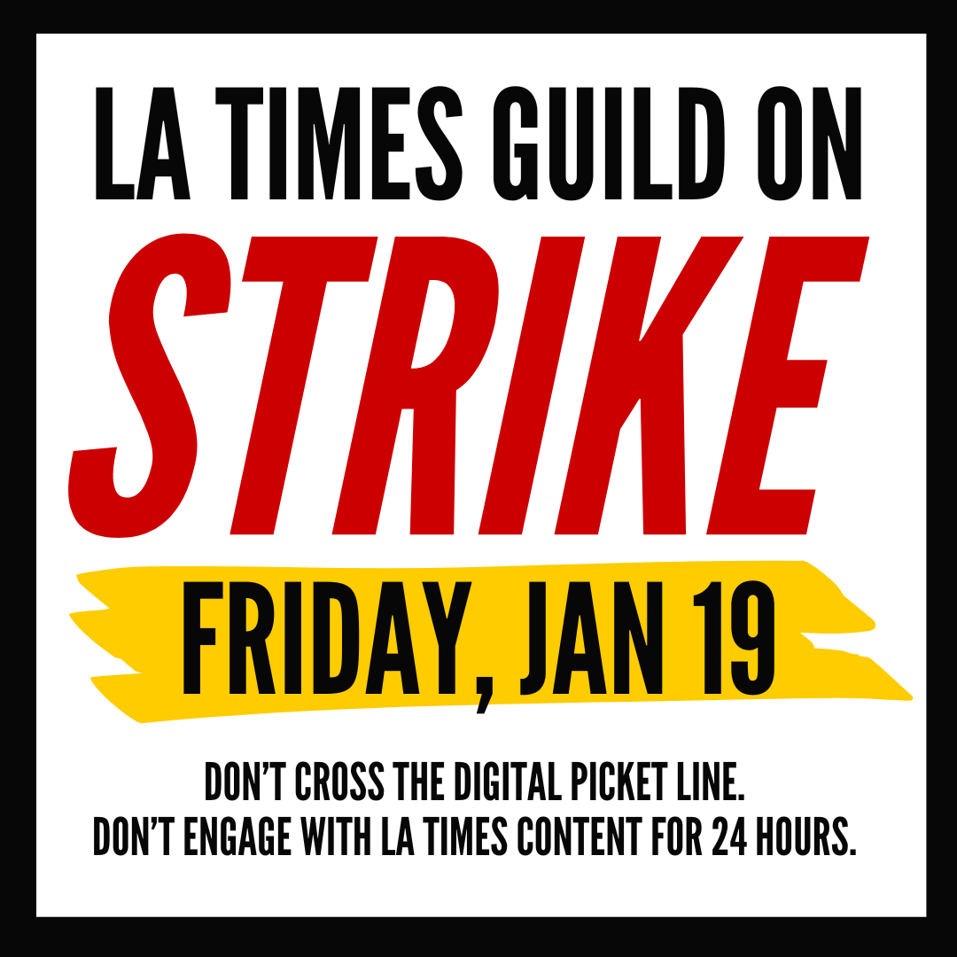 Today the Los Angeles Times is on strike. On this day six years ago we voted and formed our union. What an anniversary to strike on! ✊ @latguild latguild.com/news/2018/1/19…