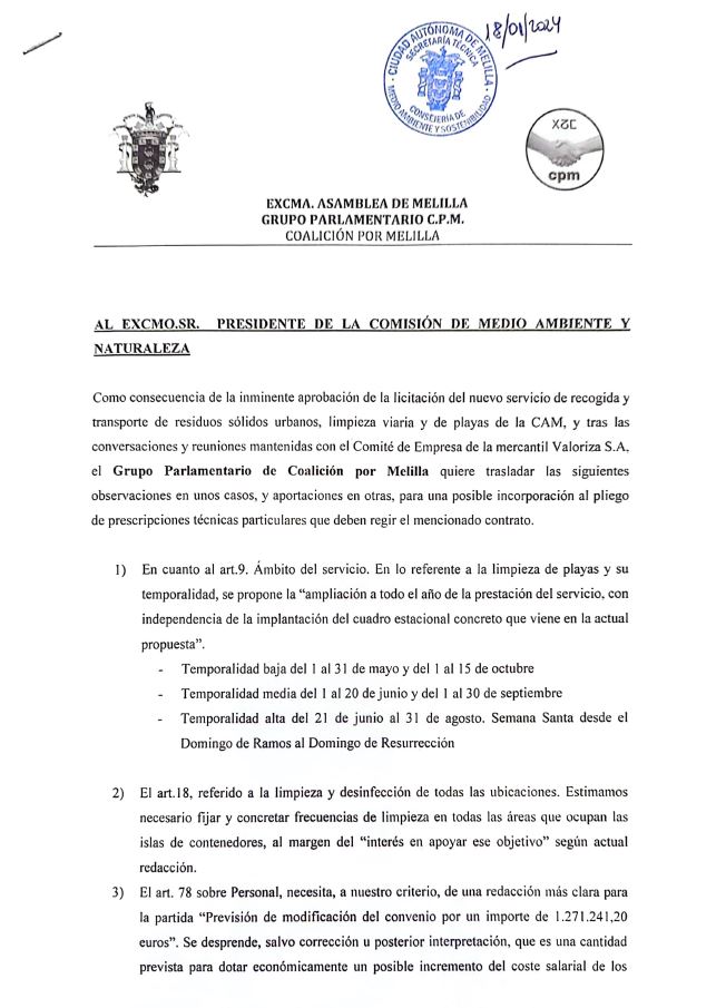 cadenasermel's tweet photo. ♻️Playas limpias todo el año, limpieza en las islas de los contenedores, el listado de personal con derecho a subrrogación y la aclaración del art. 78 del Pliego y su millón de euros para costes salariales:  aportaciones de @cpmelilla al pliego del próximo contrato de limpieza https://t.co/a67MPmtS68