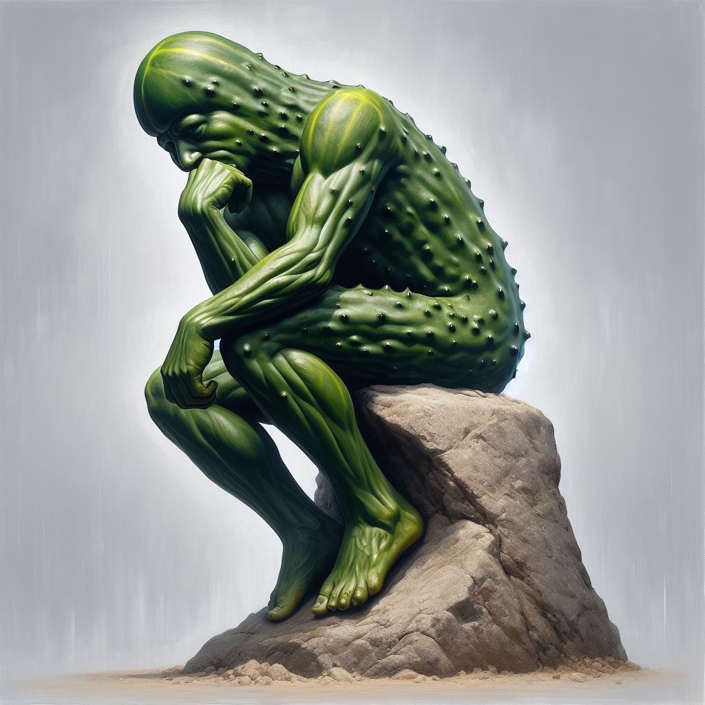 HopefulCafe's tweet photo. #Aibsurd #Comics 

Sparky the #conscious #pickle following in the foot steps of #Socrates … thinking, thinking, thinking and more thinking about the perennial questions of life …

#novel #first #sentences #journal #prompt #WritingCommmunity #art #inspire #twitterature #life https://t.co/PvPPjz39Sg