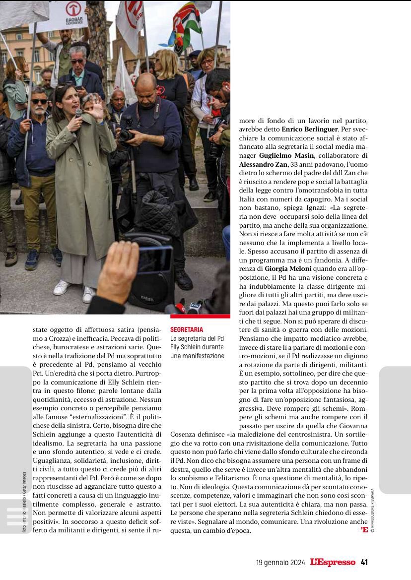 Oggi <a href="/SimoneAlliva/">Simone Alliva</a> - che ringrazio - mi ha intervistata per L’Espresso sulla comunicazione del PD e di Elly Schlein.