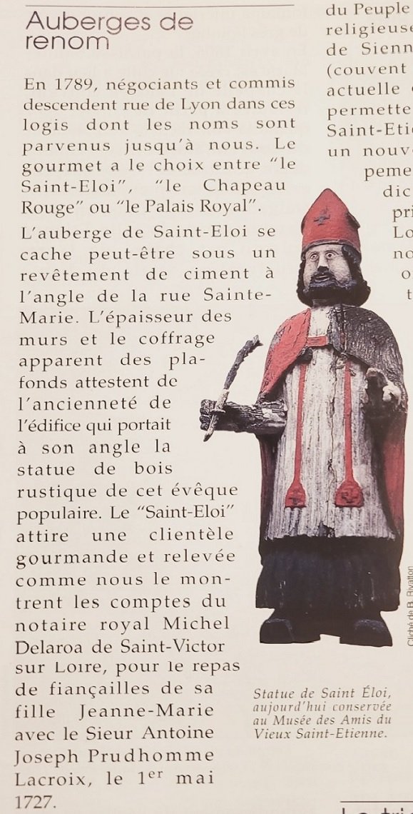 Forez_Info's tweet photo. L'asso. Arco dont l'objectif est de valoriser l'image extérieure de la Loire et de #saintetienne (mal en point comme chacun sait)  annonce pour 2024 le retour de la statue de St Éloi (reproduction) à l'angle des rues Ste Marie et Élise Gervais (ancienne rue de Lyon). https://t.co/doXsQc9y5m